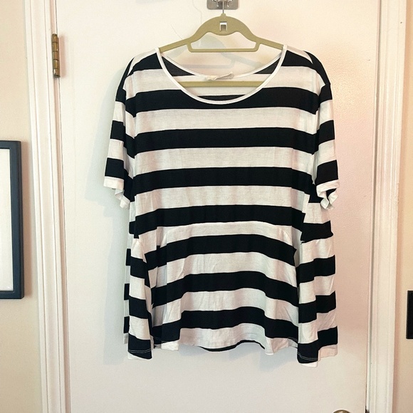 Anthropologie Everleigh Striped Peplum Swing Tee - Picture 1 of 9